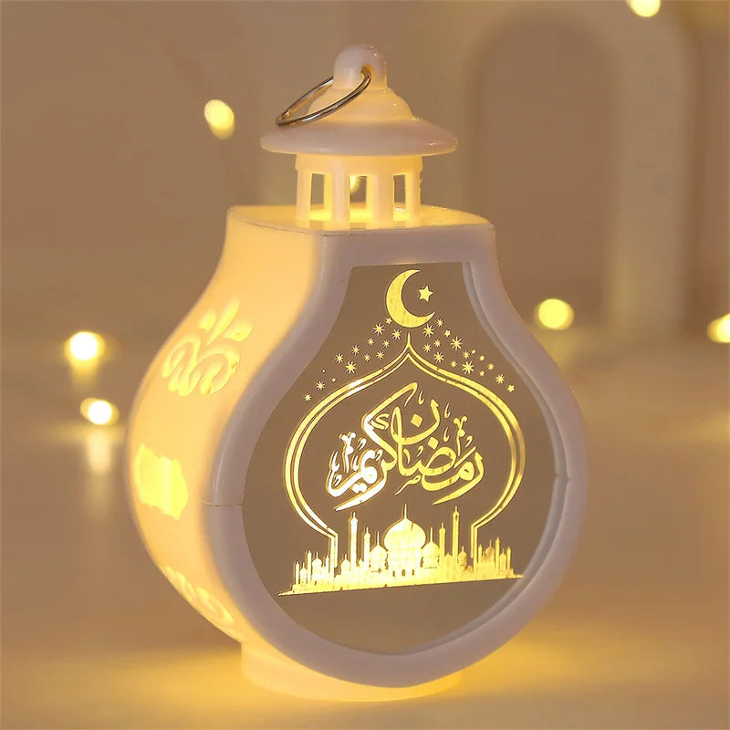 Eid Mubarak Led Lantern Ornaments Islam Muslim Ramadan Lantern Nightlight Lighting Home Decorations Ramadan Festival Party Gifts