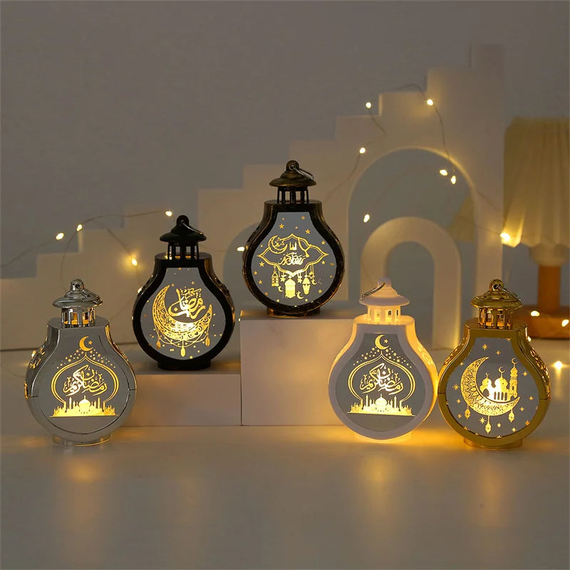 Eid Mubarak Led Lantern Ornaments Islam Muslim Ramadan Lantern Nightlight Lighting Home Decorations Ramadan Festival Party Gifts