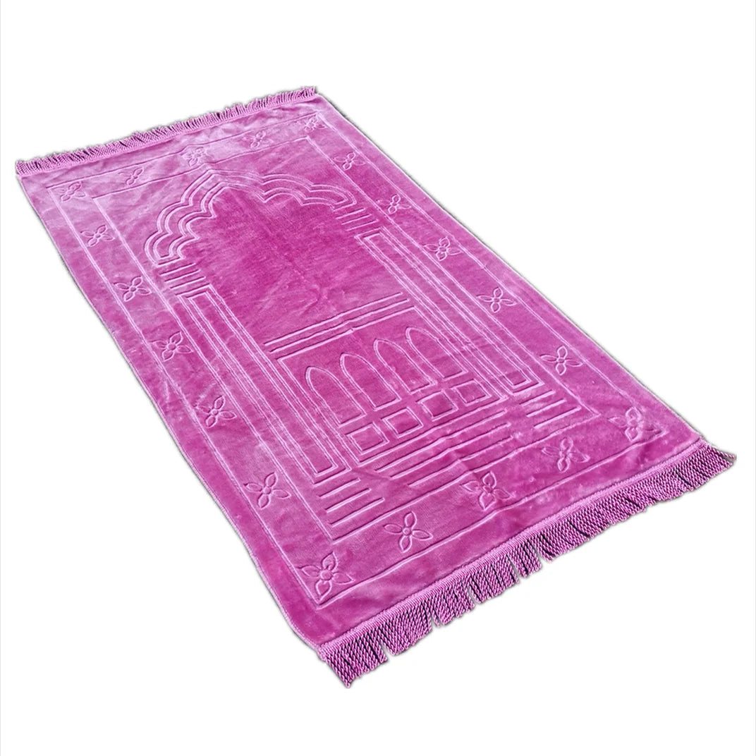 Prayer Rug Sajjadah Embroidery Islamic Muslim Tassel Tapestry Decoration Janamaz Eid Gift Super Soft Thin Prayer Mat 110x65cm
